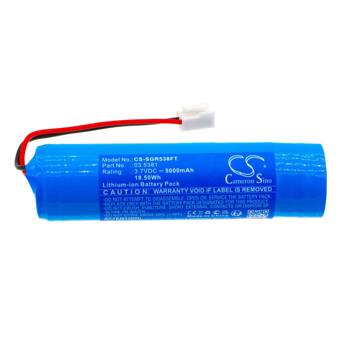 3.7V, Li-ion, 5000mAh, Batterie de lampe de poche compatible avec Scangrip, 3.5381, 3.5439, Nova R, 18.50Wh Lampe de poche Cameron Sino Technology Limited