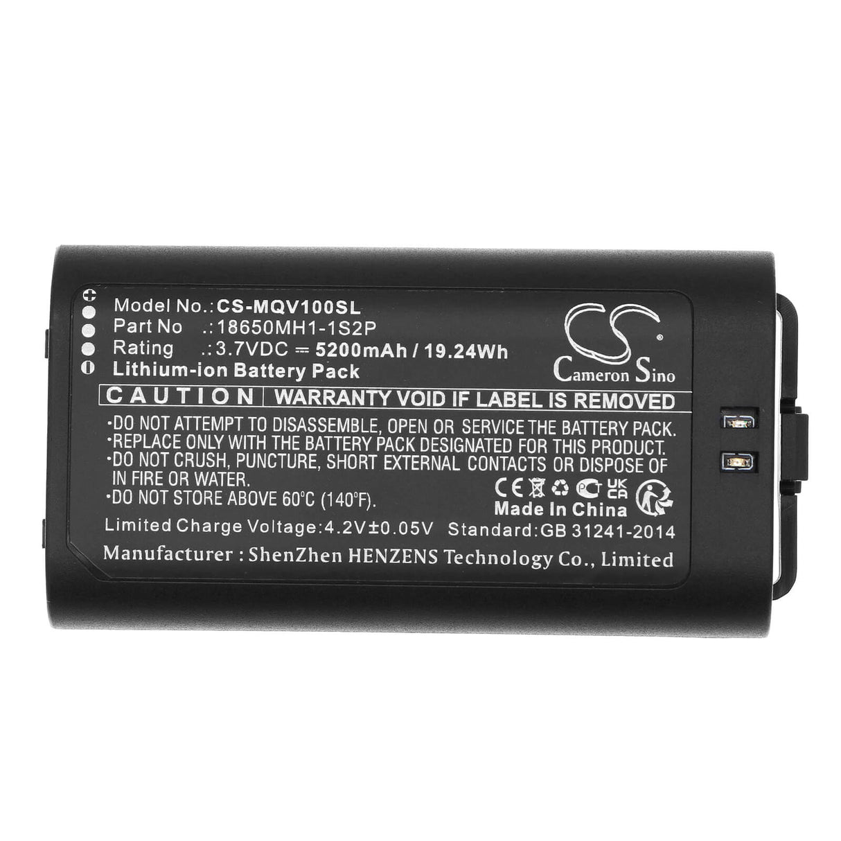 3.7V, Li-ion, 5200mAh, Alarm System battery fits Myq, Smart Garage Video Keypad, Vkp1-myq, 19.24Wh Alarm System Cameron Sino Technology Limited