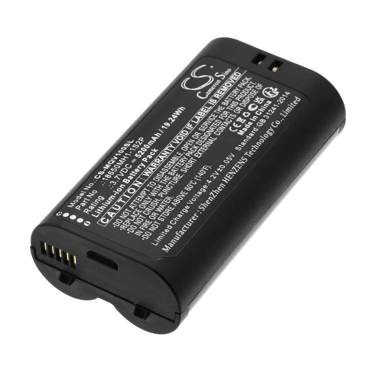 3.7V, Li-ion, 5200mAh, Alarm System battery fits Myq, Smart Garage Video Keypad, Vkp1-myq, 19.24Wh Alarm System Cameron Sino Technology Limited