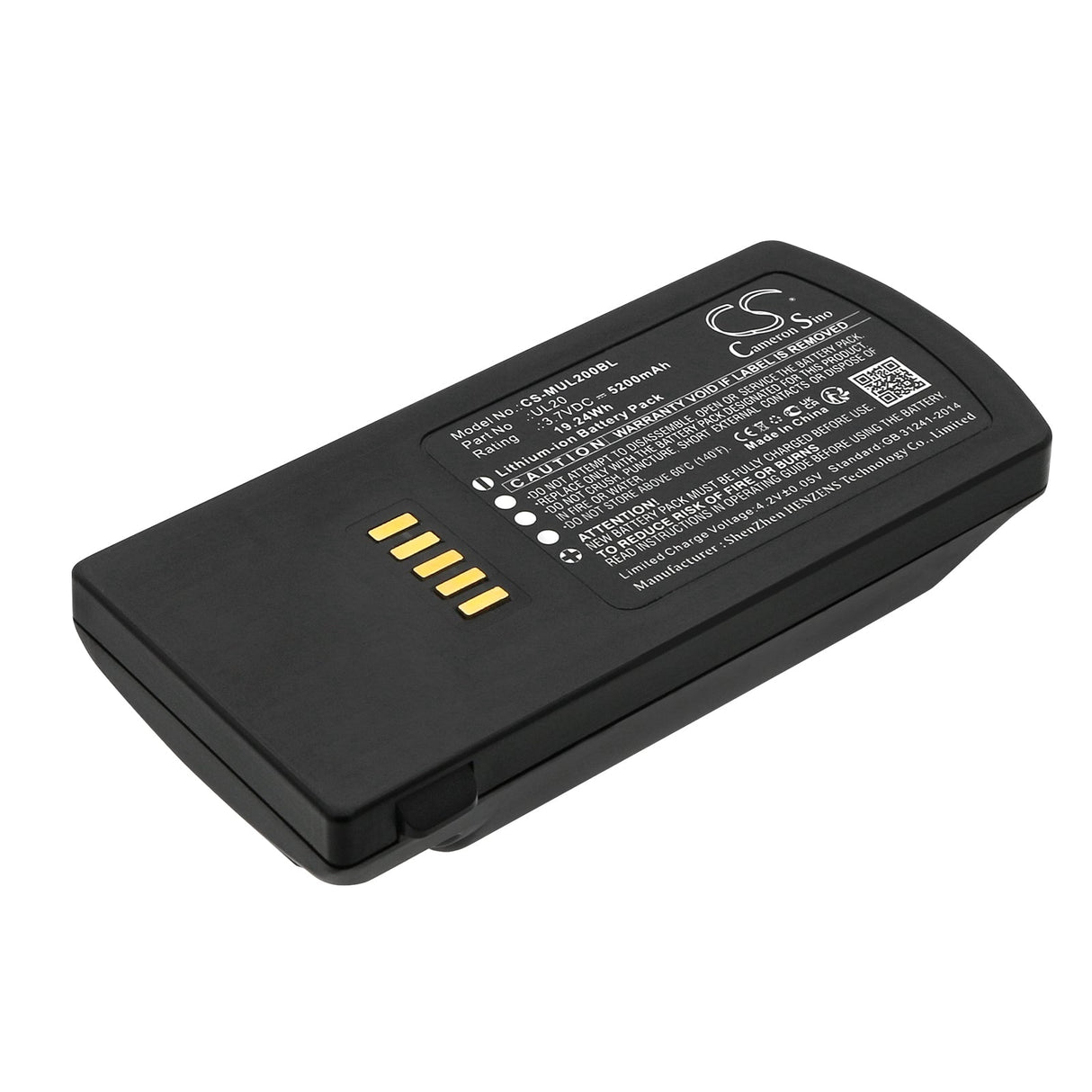 3.7V, Li-ion, 5200mAh Barcode Scanner Battery fits M3 Mobile, Ul20, Ul20f, 19.24Wh Barcode Scanner Cameron Sino Technology Limited