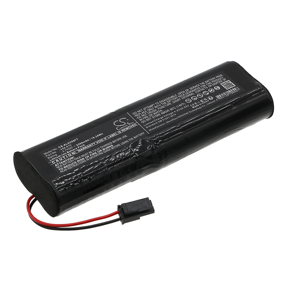 3,7V, Li-ion, 5200mAh, batterie de lampe de poche compatible avec Acculux, 458.81, Hl25ex Ex, 19.24Wh Lampe de poche Cameron Sino Technology Limited