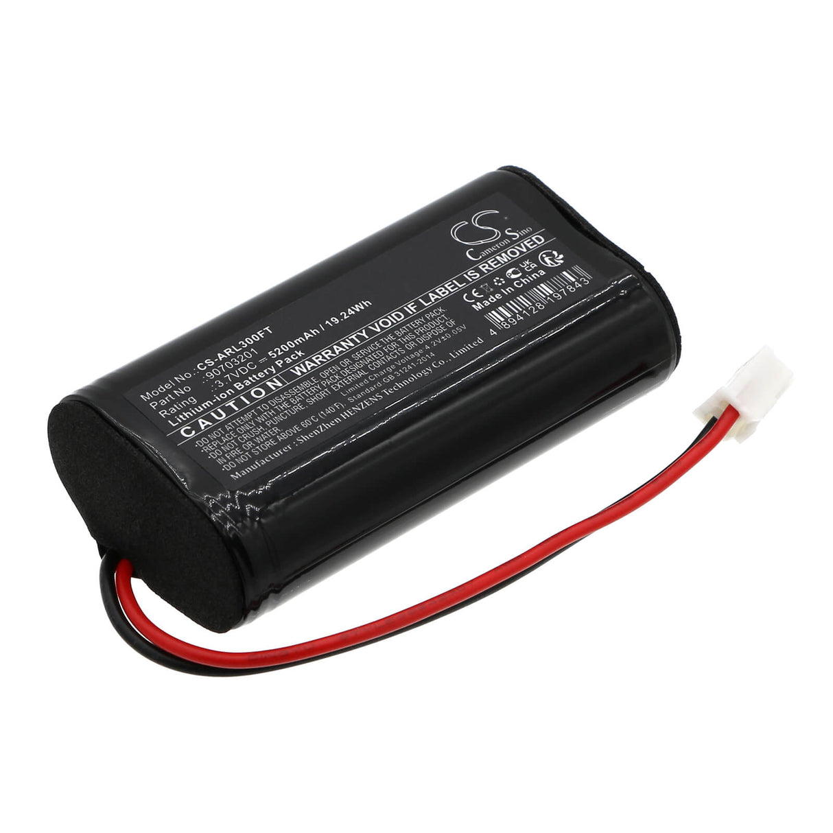 3,7V, Li-ion, 5200mAh, Batterie de lampe de poche compatible avec Adaro, 90703201, Adalit L-3000, Adalit L-3000 Power, 19,24Wh Lampe de poche Cameron Sino Technology Limited