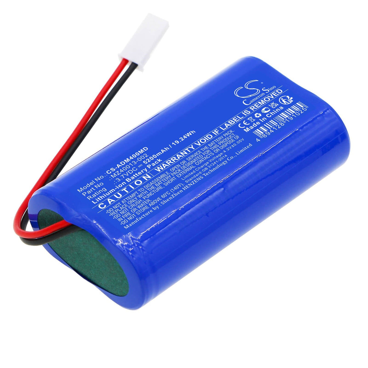 3,7V, Li-ion, 5200mAh, Batterie médicale compatible Ade, Mz40013-002, Balance de chaise, M400020, 19,24Wh Cameron Sino Technology Limited (Médical)