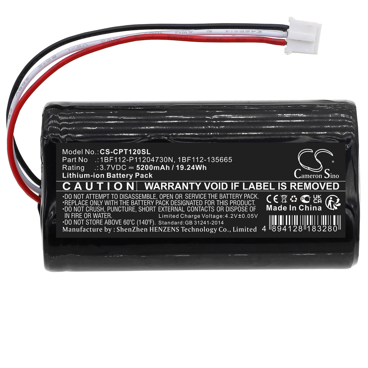 3,7V, Li-ion, 5200mAh, batterie GPS compatible avec Calamp, 1bf112-135665, Ttu-1200, Ttu-2800, 19,24Wh GPS, Navigator Cameron Sino Technology Limited