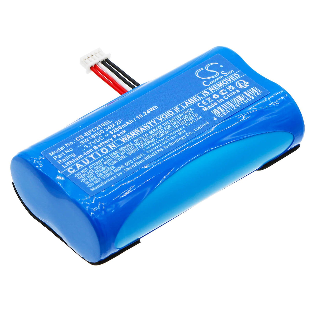 3.7v, Li-ion, 5200mah, Batterie compatible avec Eufy, Sécurité C210 Solocam, 19.24wh Caméra de sécurité domestique Cameron Sino Technology Limited