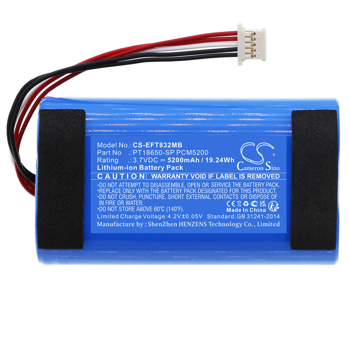 3,7v, Li-ion, 5200mah, Batterie Babyphone Compatible avec Eufy, Caméra pour Bébé Spaceview Pro, T8321-m, 19,24wh BabyPhone Cameron Sino Technology Limited