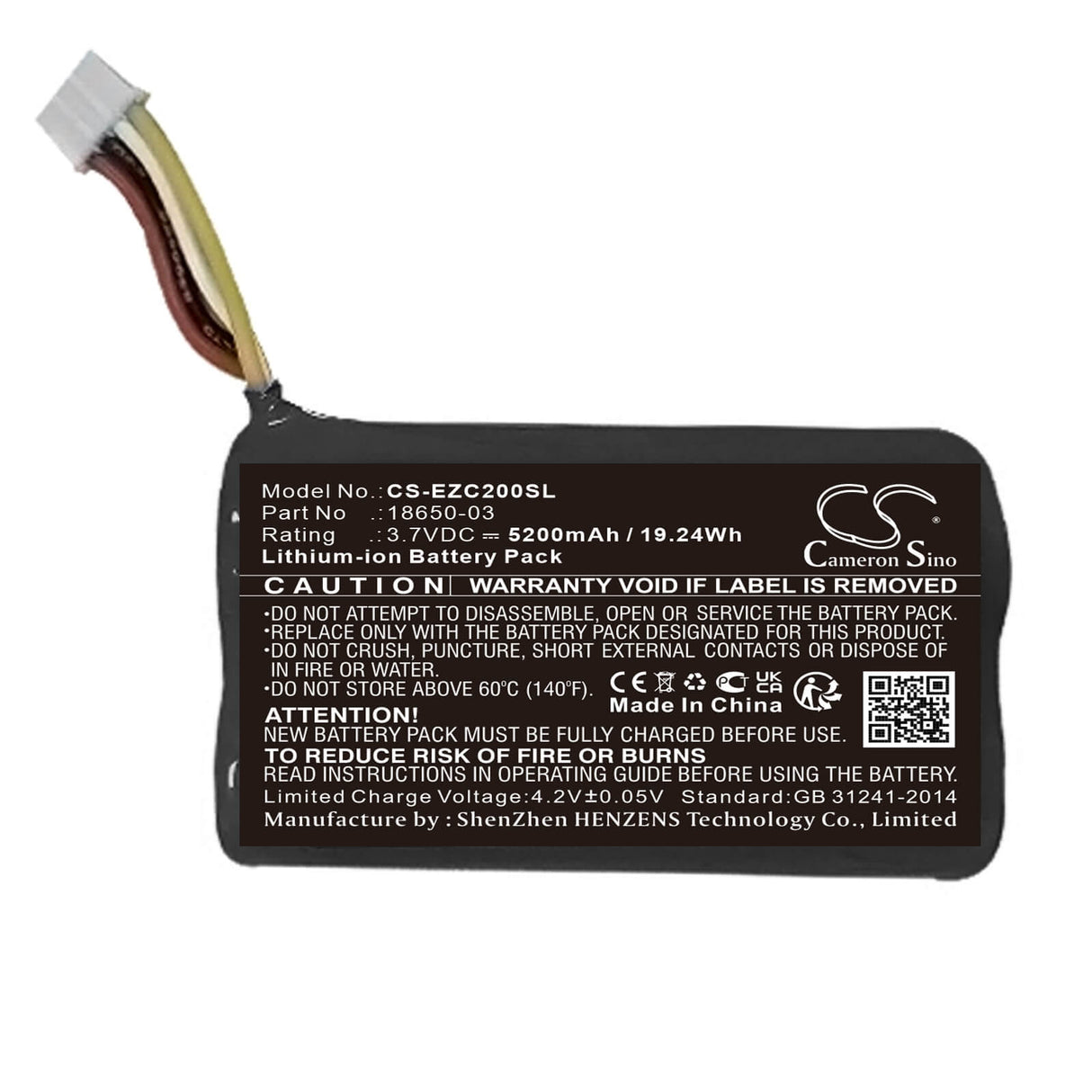3,7v, Li-ion, 5200mah, Batterie de caméra de sécurité domestique compatible avec Ezviz, Db2c, 19,24wh Caméra de sécurité domestique Cameron Sino Technology Limited