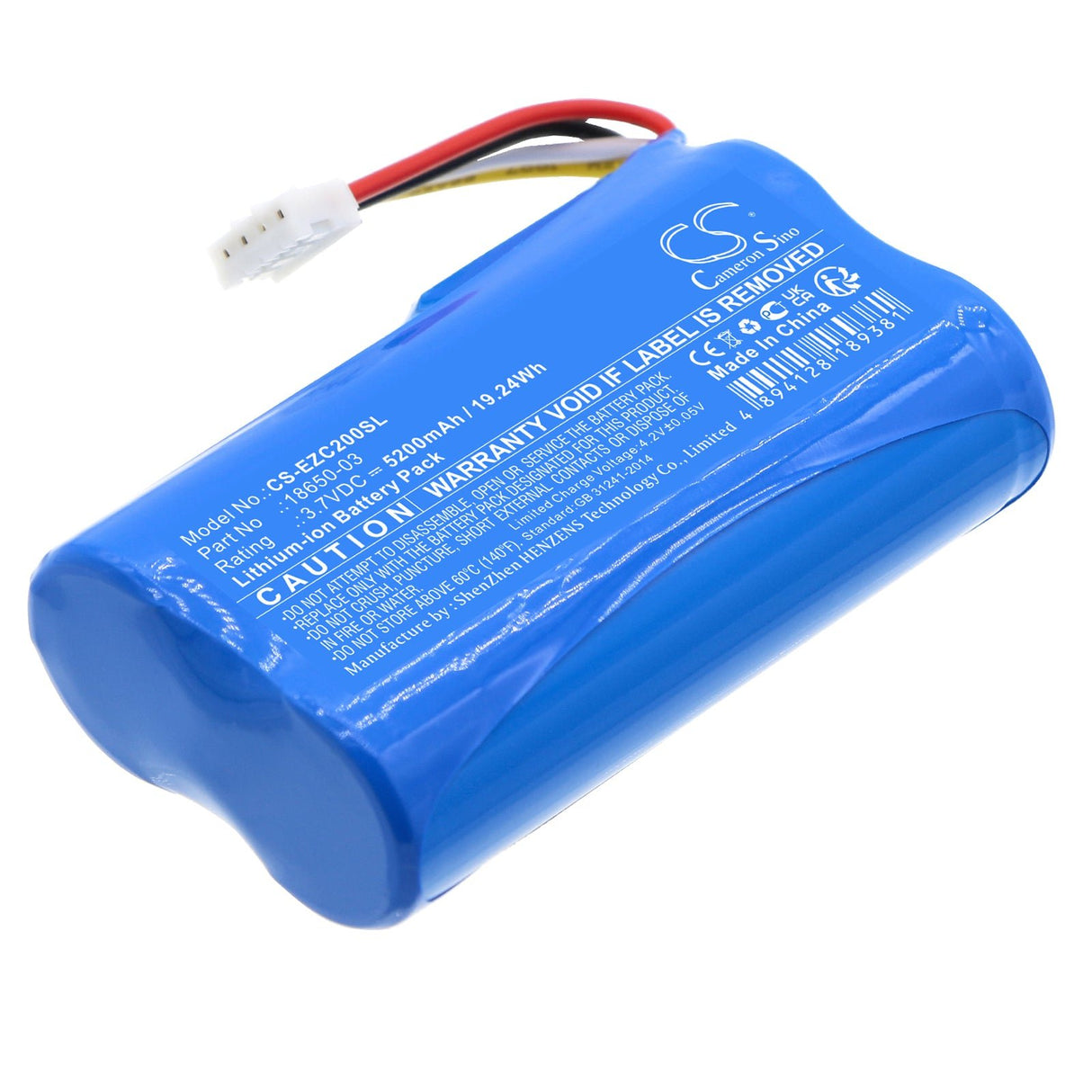3,7v, Li-ion, 5200mah, Batterie de caméra de sécurité domestique compatible avec Ezviz, Db2c, 19,24wh Caméra de sécurité domestique Cameron Sino Technology Limited