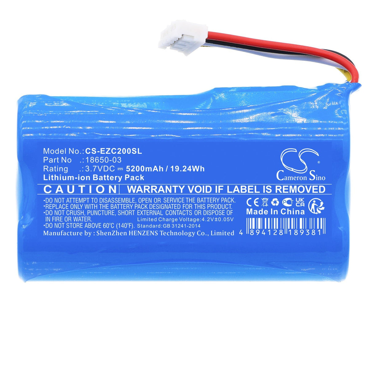3,7v, Li-ion, 5200mah, Batterie de caméra de sécurité domestique compatible avec Ezviz, Db2c, 19,24wh Caméra de sécurité domestique Cameron Sino Technology Limited