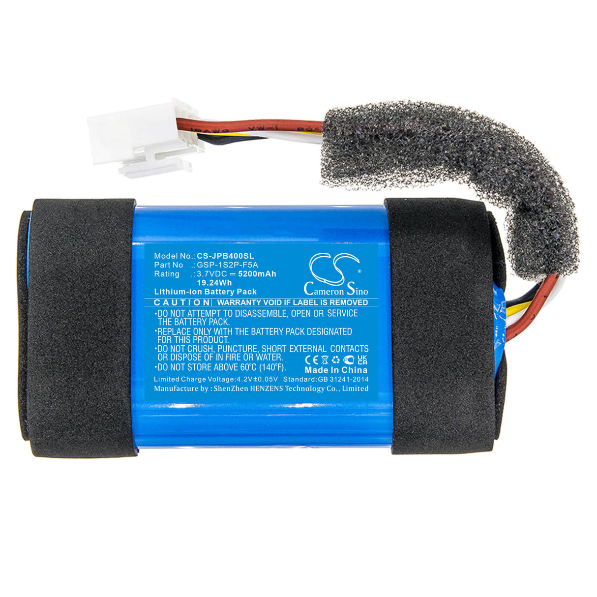 3.7V, Li-ion, 5200mAh, Speaker battery fits Jbl, Partybox Encore Essential, 19.24Wh Speaker Cameron Sino Technology Limited