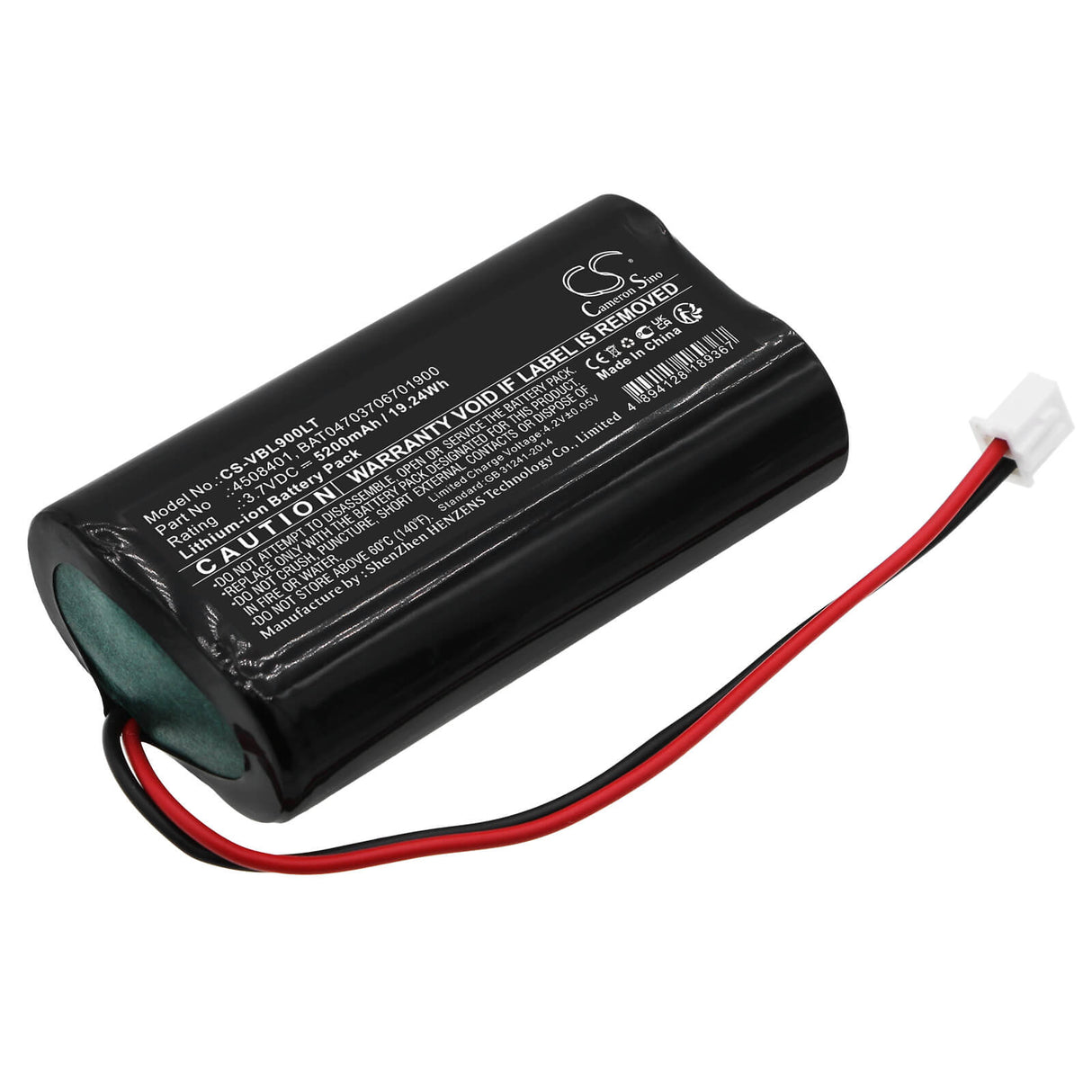 3.7V, Li-ion, 5200mAh, Led Desk Lamp battery fits Zafferano, Villeroy & Boch, Sigor, 4508401, Nuindie, Nuindie Floor, 19.24Wh Portable Led Desk Lamp Cameron Sino Technology Limited