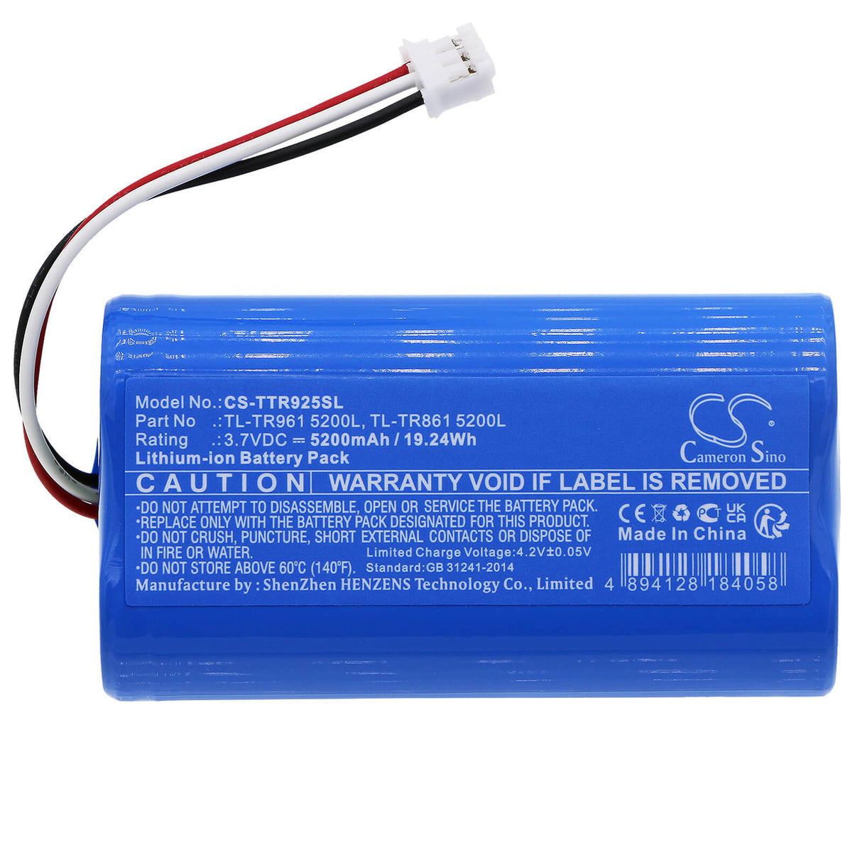 3.7V, Li-ion, 5200mAh, batterie Hotspot compatible avec Tp-link, Tl-tr861 5200l, Tl-tr961 5200l, 19.24Wh Hotspot Cameron Sino Technology Limited