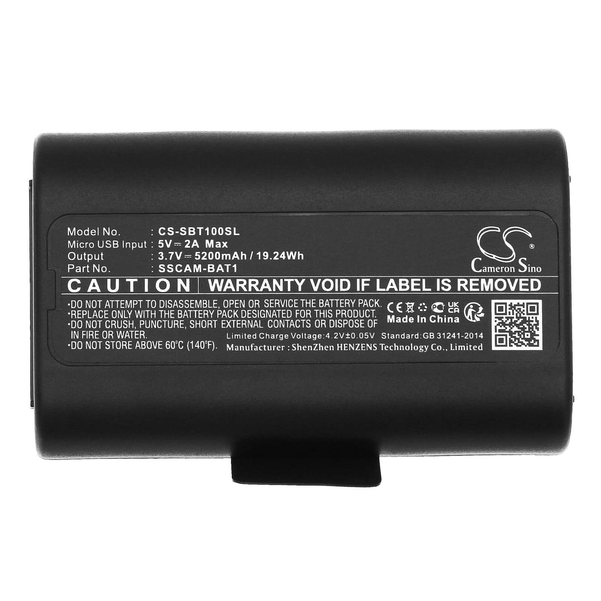 3.7v, Li-ion, 5200mah, Home security battery Fits Simplisafe Extra Outdoor, 19.24wh Home Security Camera Cameron Sino Technology Limited