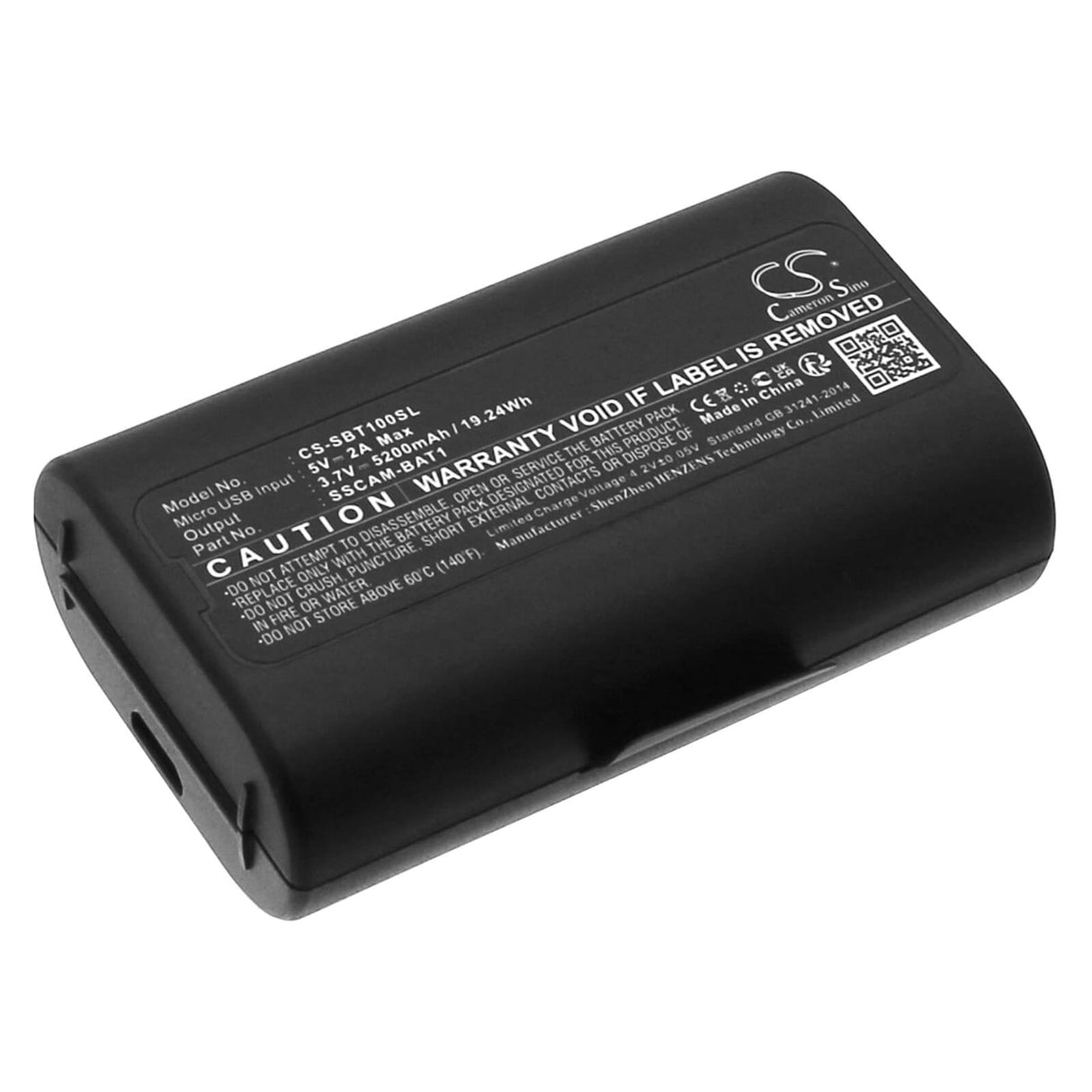 3.7v, Li-ion, 5200mah, Home security battery Fits Simplisafe Extra Outdoor, 19.24wh Home Security Camera Cameron Sino Technology Limited