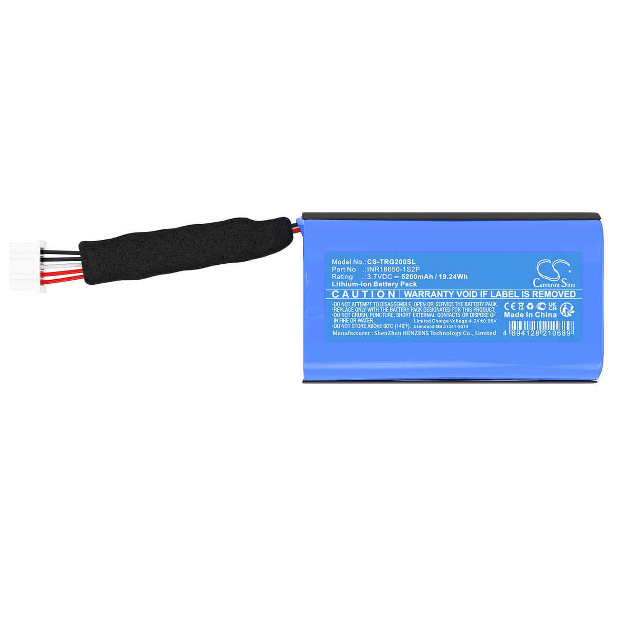 3.7V, Li-ion, 5200mAh, Batterie de haut-parleur compatible avec Teufel, Rockster Go 2, 19.24Wh Haut-parleur Cameron Sino Technology Limited