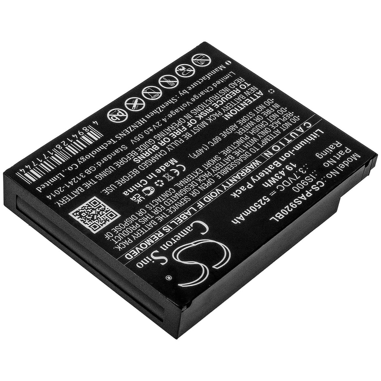 3.7V, Li-ion, 5250mAh, Payment Terminal battery fits Pax, Is900, A920, A920c, 19.43Wh Payment Terminal Cameron Sino Technology Limited