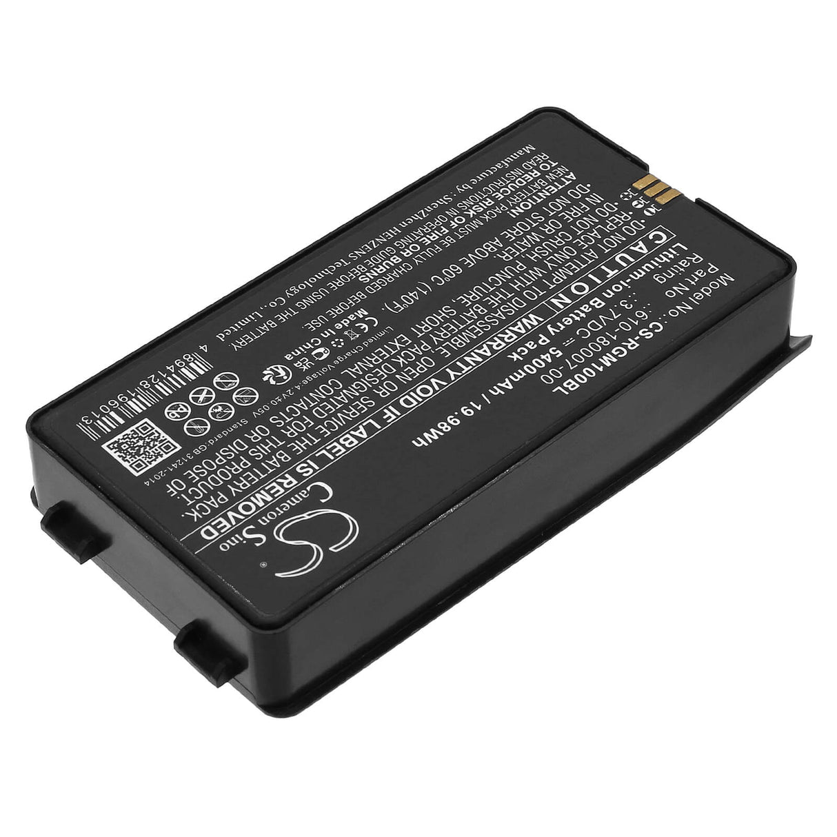 3,7v, Li-ion, 5400mAh, Batterie pour lecteur de codes-barres compatible avec Rgis, 610-190040, Rm-1, 19,98wh Lecteur de codes-barres Cameron Sino Technology Limited