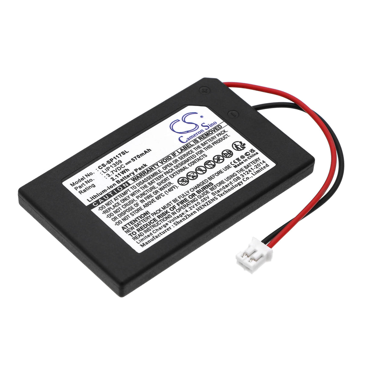 3.7V, Li-ion, 570mAh, Game Console battery fits Sony, Lip1359, Cechzc2a, Cechzc2e, 2.11Wh Game Console Cameron Sino Technology Limited