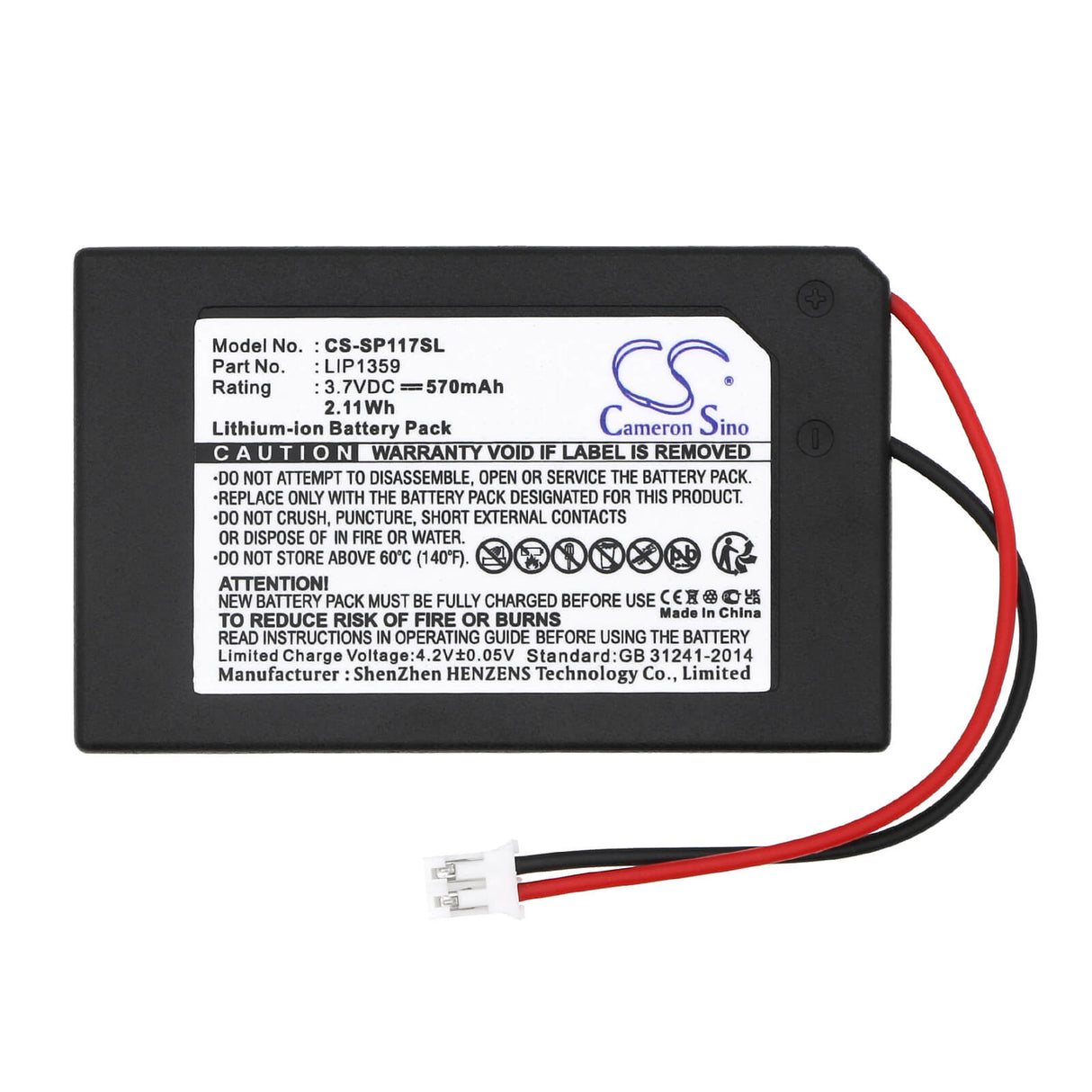 3.7V, Li-ion, 570mAh, Game Console battery fits Sony, Lip1359, Cechzc2a, Cechzc2e, 2.11Wh Game Console Cameron Sino Technology Limited