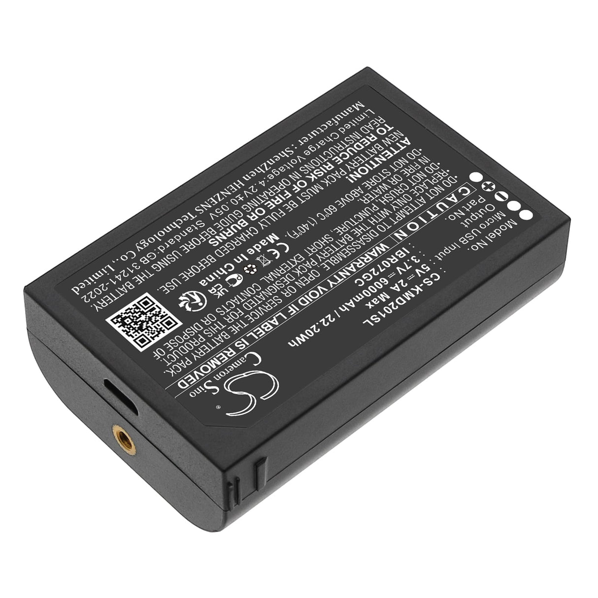 3,7 V, Li-ion, 6000 mAh, Batterie de caméra de sécurité domestique compatible avec Ies, Ad201-1, Ibr072gc, 22,20 Wh Caméra de sécurité domestique Cameron Sino Technology Limited