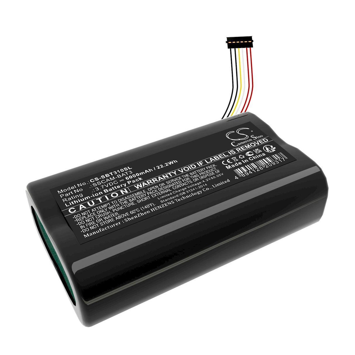 3.7V, Li-ion, 6000mAh, Home Security Camera battery fits Simplisafe, Simplisafe, 22.2Wh Home Security Camera Cameron Sino Technology Limited