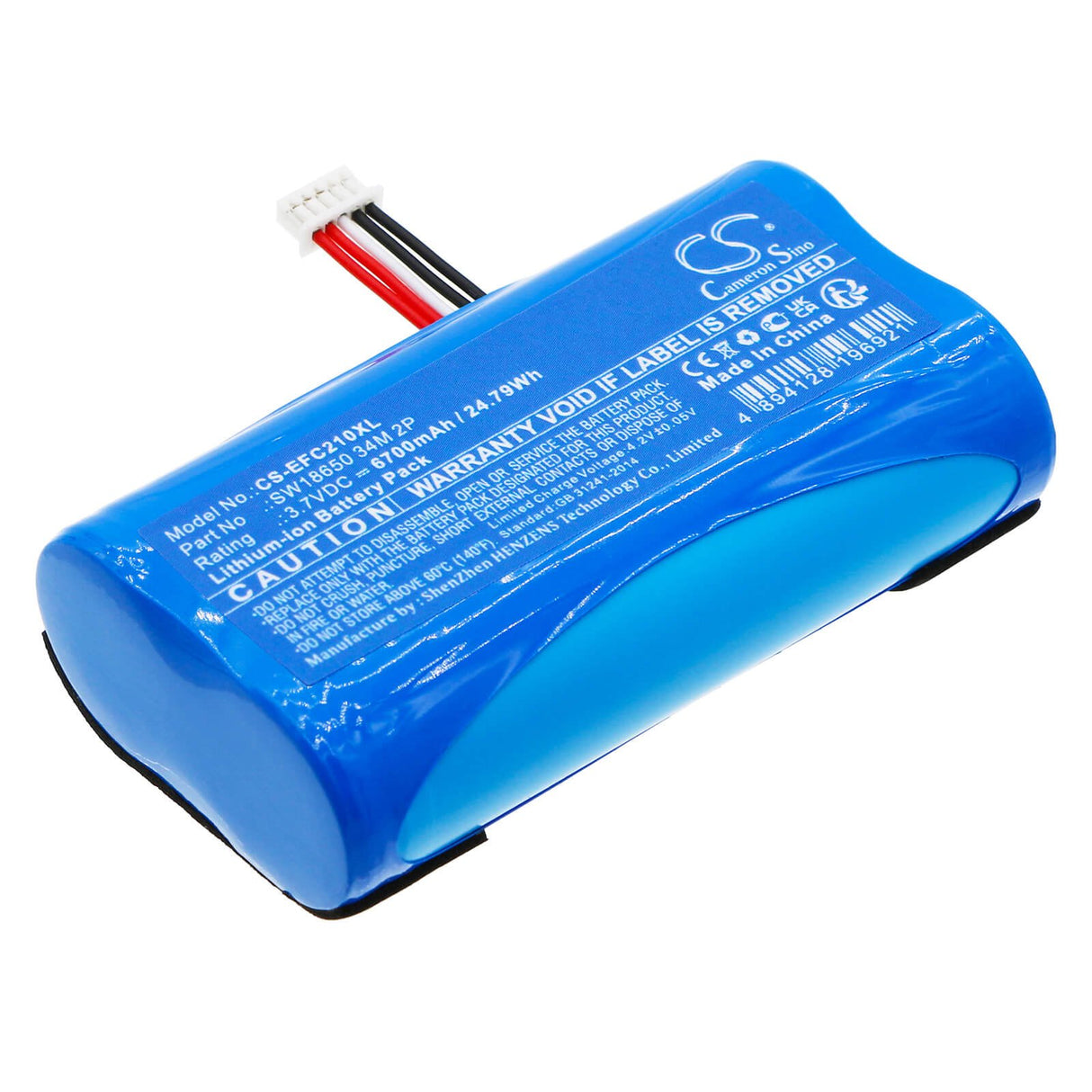 3.7v, Li-ion, 6700mah, Batterie de sécurité compatible avec Eufy, Sécurité C210 Solocam, 24.79wh Caméra de sécurité domestique Cameron Sino Technology Limited