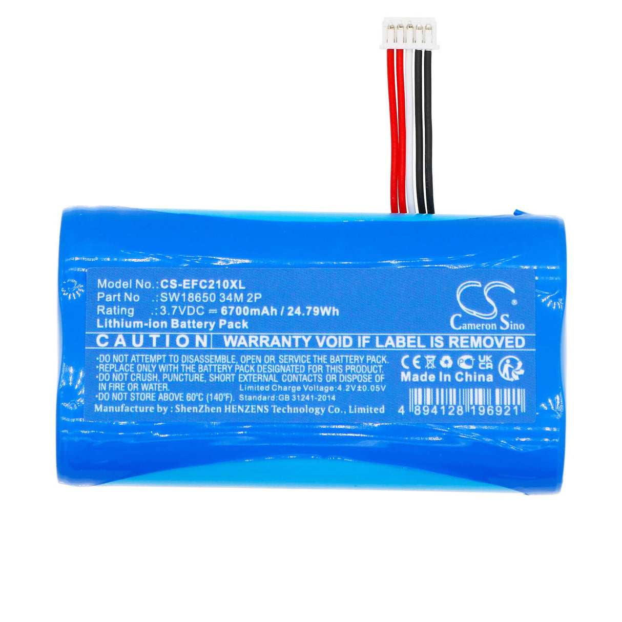 3.7v, Li-ion, 6700mah, Batterie de sécurité compatible avec Eufy, Sécurité C210 Solocam, 24.79wh Caméra de sécurité domestique Cameron Sino Technology Limited