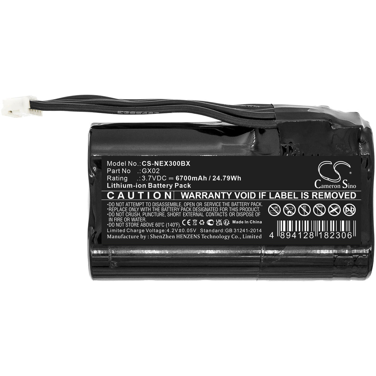 3,7V, Li-ion, 6700mAh, batterie de terminal de paiement compatible avec Nexgo, Gx02, N3, N5, 24,79Wh Terminal de paiement Cameron Sino Technology Limited