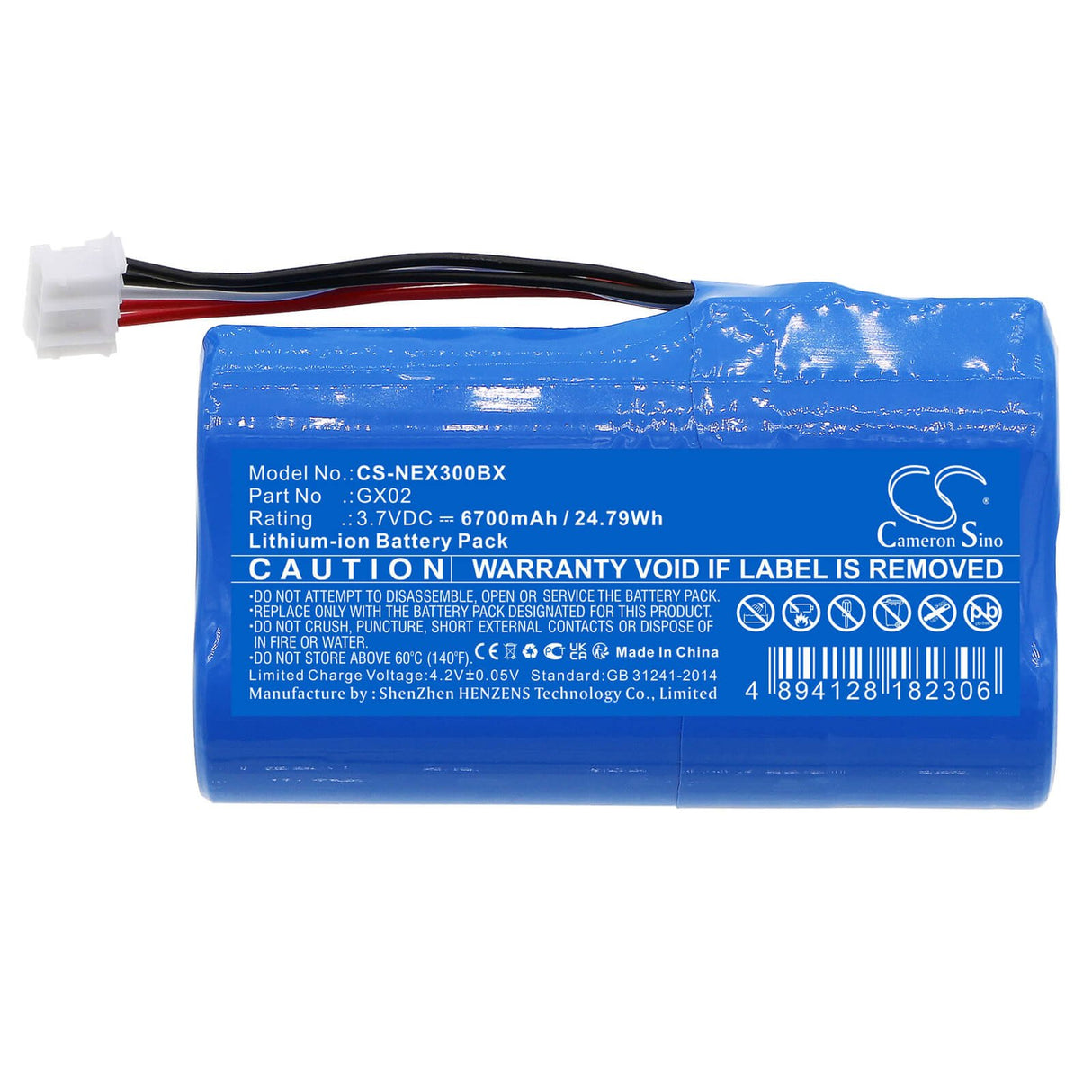 3,7V, Li-ion, 6700mAh, batterie de terminal de paiement compatible avec Nexgo, Gx02, N3, N5, 24,79Wh Terminal de paiement Cameron Sino Technology Limited