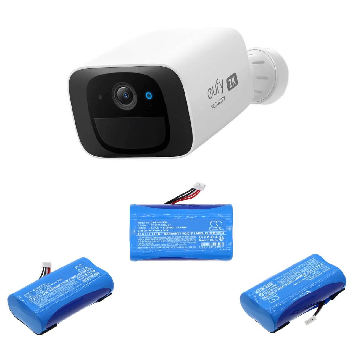 3.7v, Li-ion, 6700mah, Batterie de sécurité compatible avec Eufy, Sécurité C210 Solocam, 24.79wh Caméra de sécurité domestique Cameron Sino Technology Limited