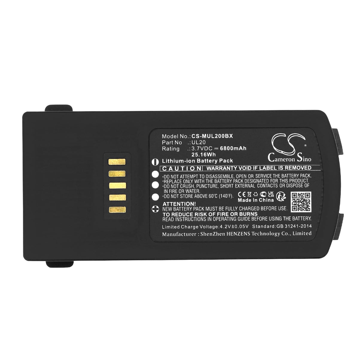 3.7V, Li-ion, 6800mAh Barcode Scanner Battery fits M3 Mobile, Ul20, Ul20f, 25.16Wh Barcode Scanner Cameron Sino Technology Limited