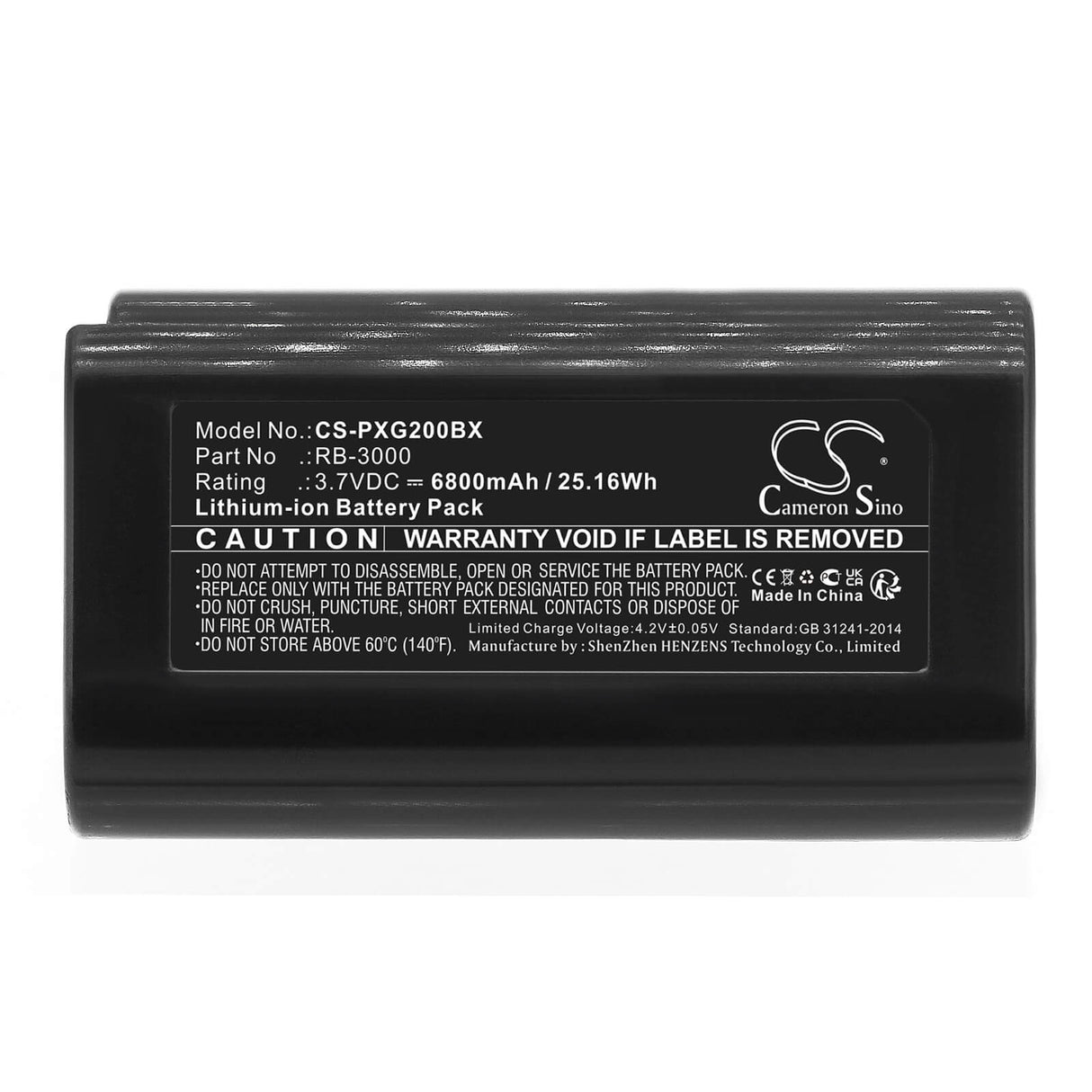 3.7v, Li-ion, 6800mah, Batterie de scanner de code-barres compatible avec Posiflex, Pg-200, 25.16wh Scanner de code-barres Cameron Sino Technology Limited