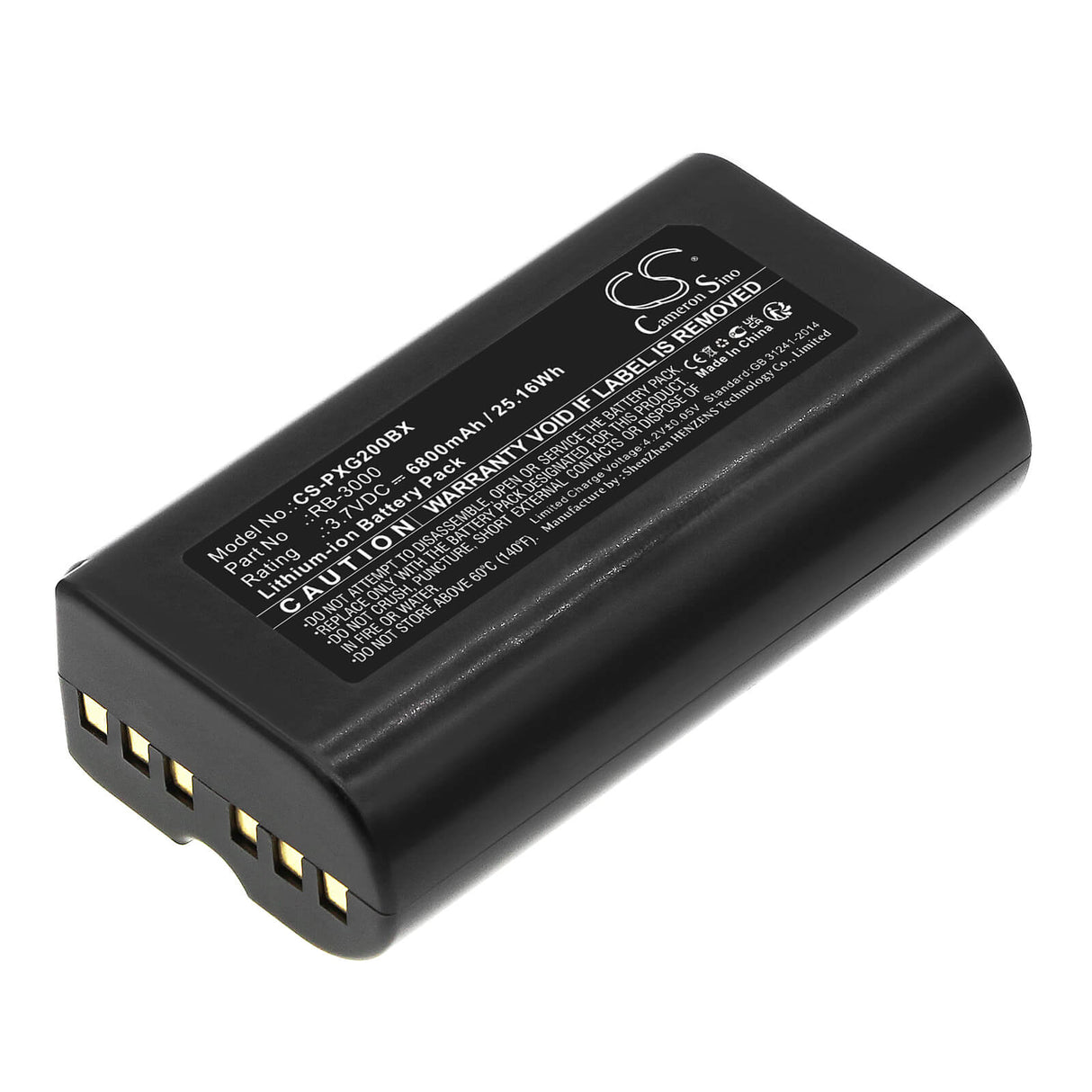3.7v, Li-ion, 6800mah, Batterie de scanner de code-barres compatible avec Posiflex, Pg-200, 25.16wh Scanner de code-barres Cameron Sino Technology Limited