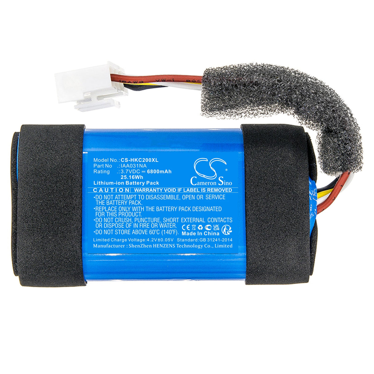 3.7V, Li-ion, 6800mAh, Batterie de haut-parleur compatible avec Harman/kardon, Citation 200, 25.16Wh Haut-parleur Cameron Sino Technology Limited
