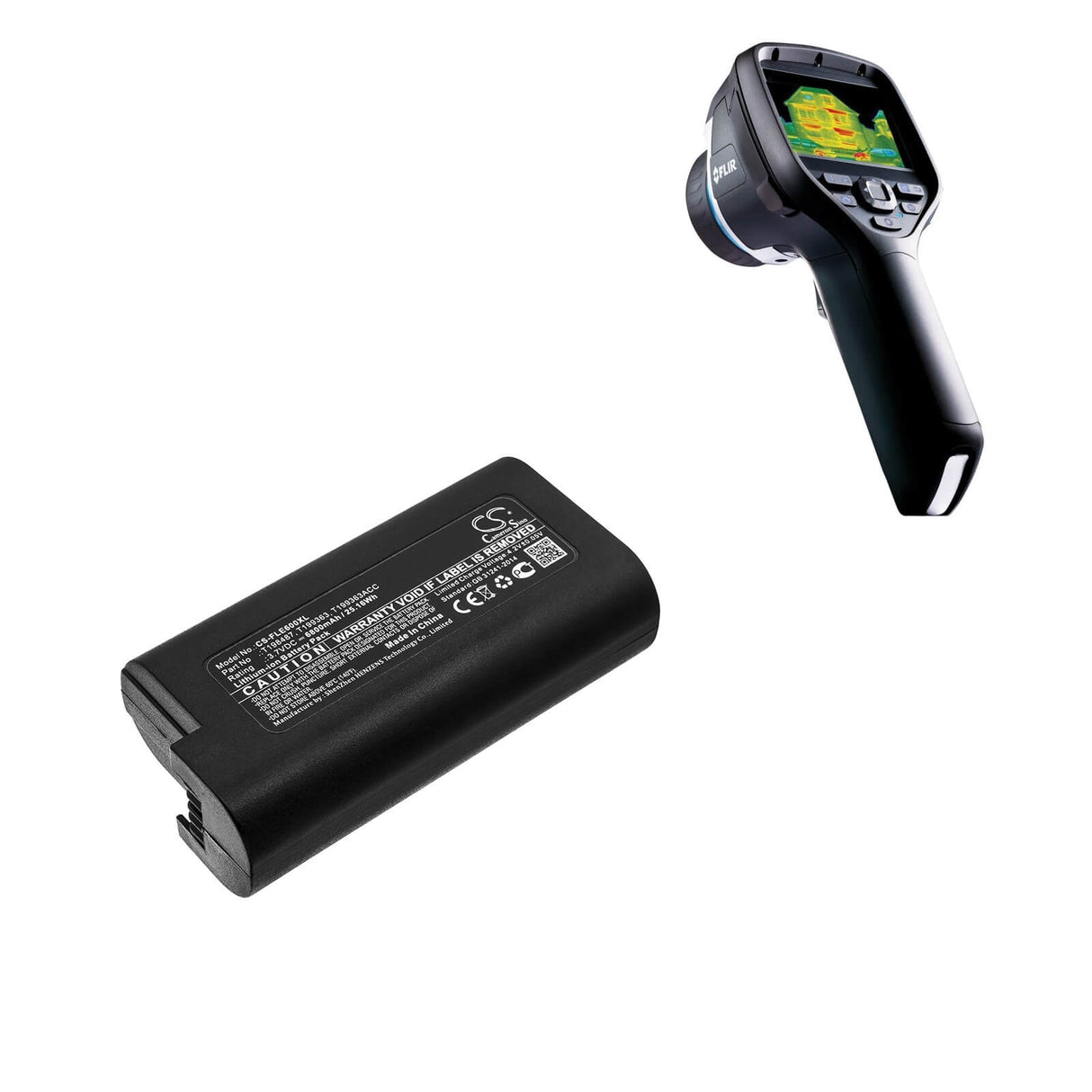 3,7V, Li-ion, 6800mAh, batterie de caméra thermique compatible avec Flir, T197752, E33, E40, 25.16Wh Caméra thermique Cameron Sino Technology Limited