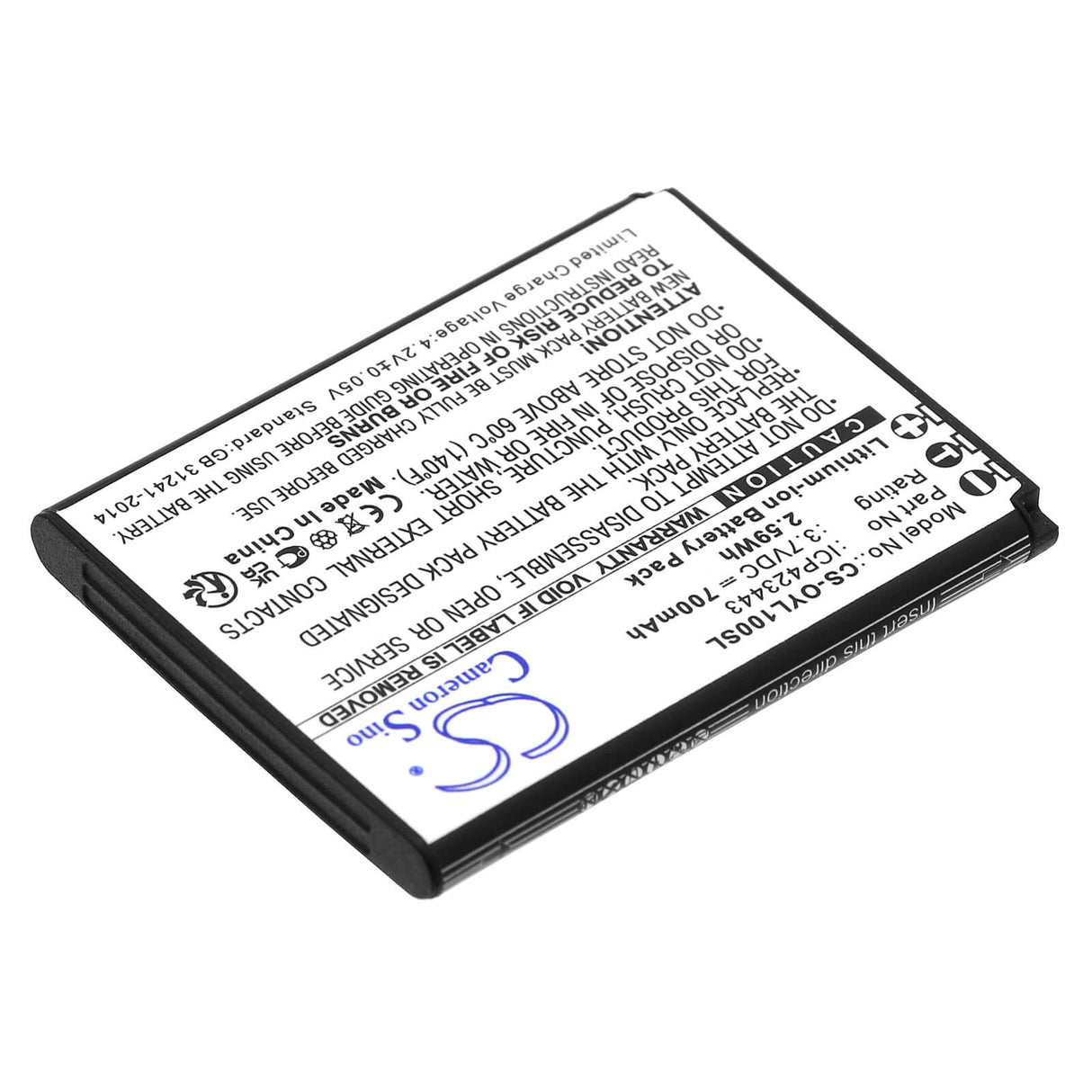 3.7V, Li-ion, 700mAh, SmartPhone battery fits Olympia, Icp423443, Luna, 2.59Wh Mobile, SmartPhone Cameron Sino Technology Limited (Smartphone)