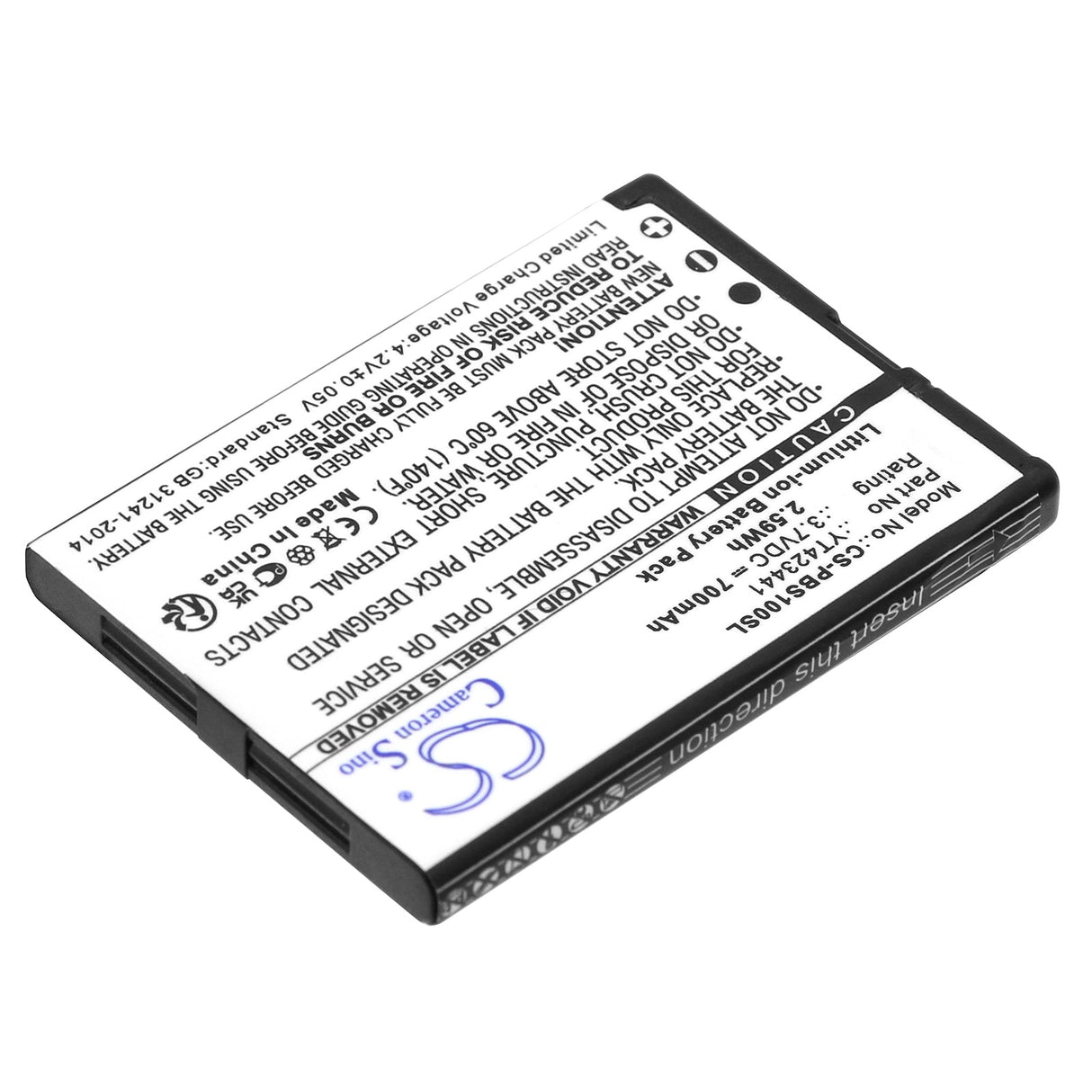 3.7V, Li-ion, 700mAh, Battery fits Peterson, Bbs-1, Bbs-1 Bodybeat Sync Wireless P, 2.59Wh Transmitters & Receiver Cameron Sino Technology Limited