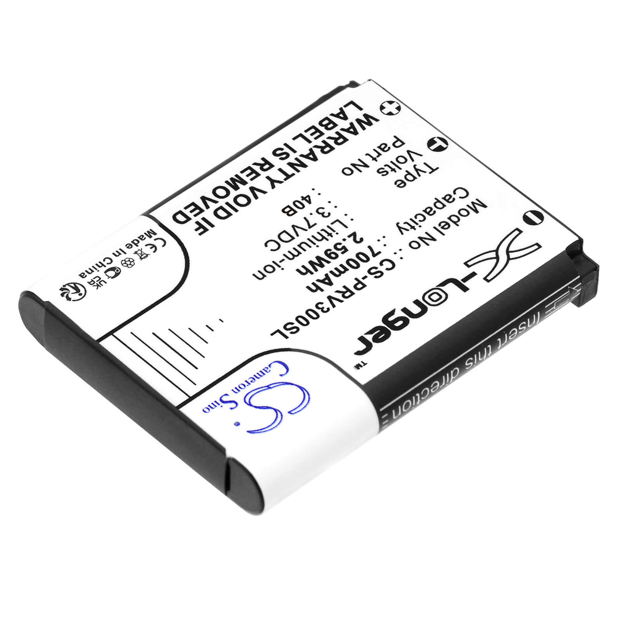3.7v, Li-ion, 700mah, Batterie Compatible avec Prestigio, Lr-300, Roadrunner 300, 2.59wh Dashcam Cameron Sino Technology Limited