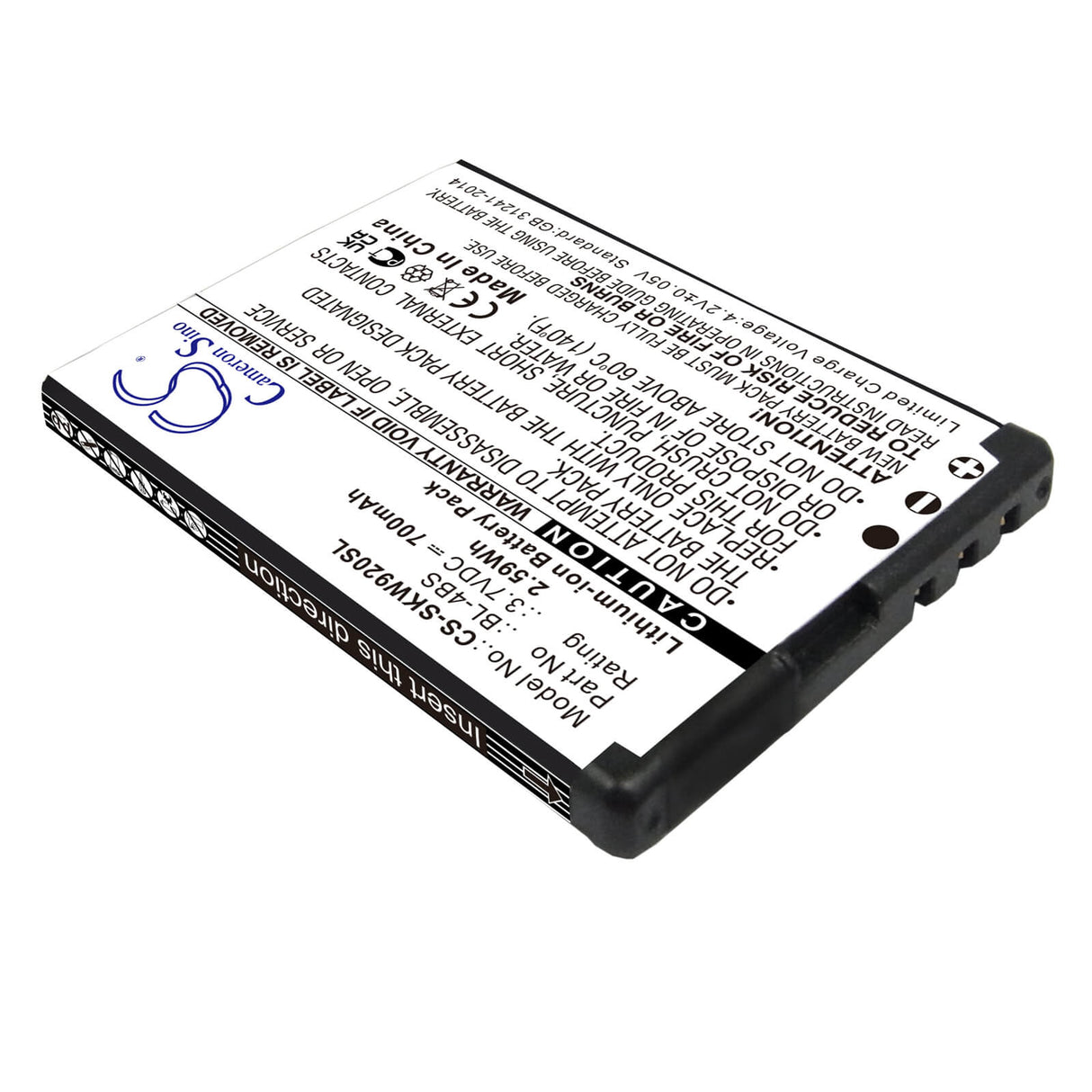 3,7V, Li-ion, 700mAh, batterie Hotspot compatible avec Skyroam, Bl-4bs, Gmate, Gmate Plus, 2,59Wh Hotspot Cameron Sino Technology Limited
