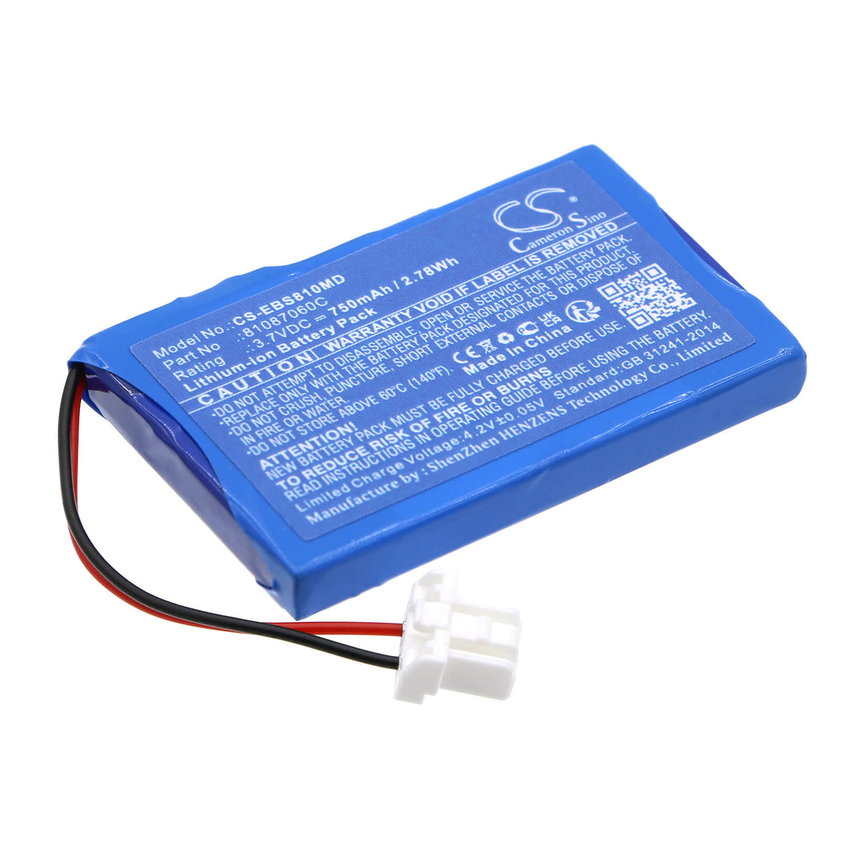 3.7V, Li-ion, 750mAh, Batterie médicale compatible avec Exogen, 81087060c, Stimulateur osseux, 2.78Wh Technologie médicale Cameron Sino Limited (Médical)