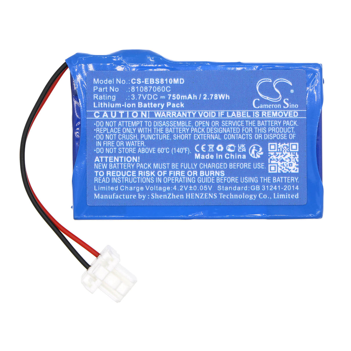 3.7V, Li-ion, 750mAh, Batterie médicale compatible avec Exogen, 81087060c, Stimulateur osseux, 2.78Wh Technologie médicale Cameron Sino Limited (Médical)