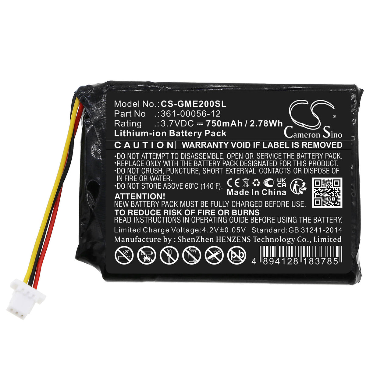 3,7V, Li-ion, 750mAh, batterie GPS compatible Garmin, 361-00056-12, Dezl Otr700, Edge Explore 2, 2,78Wh GPS, Navigator Cameron Sino Technology Limited