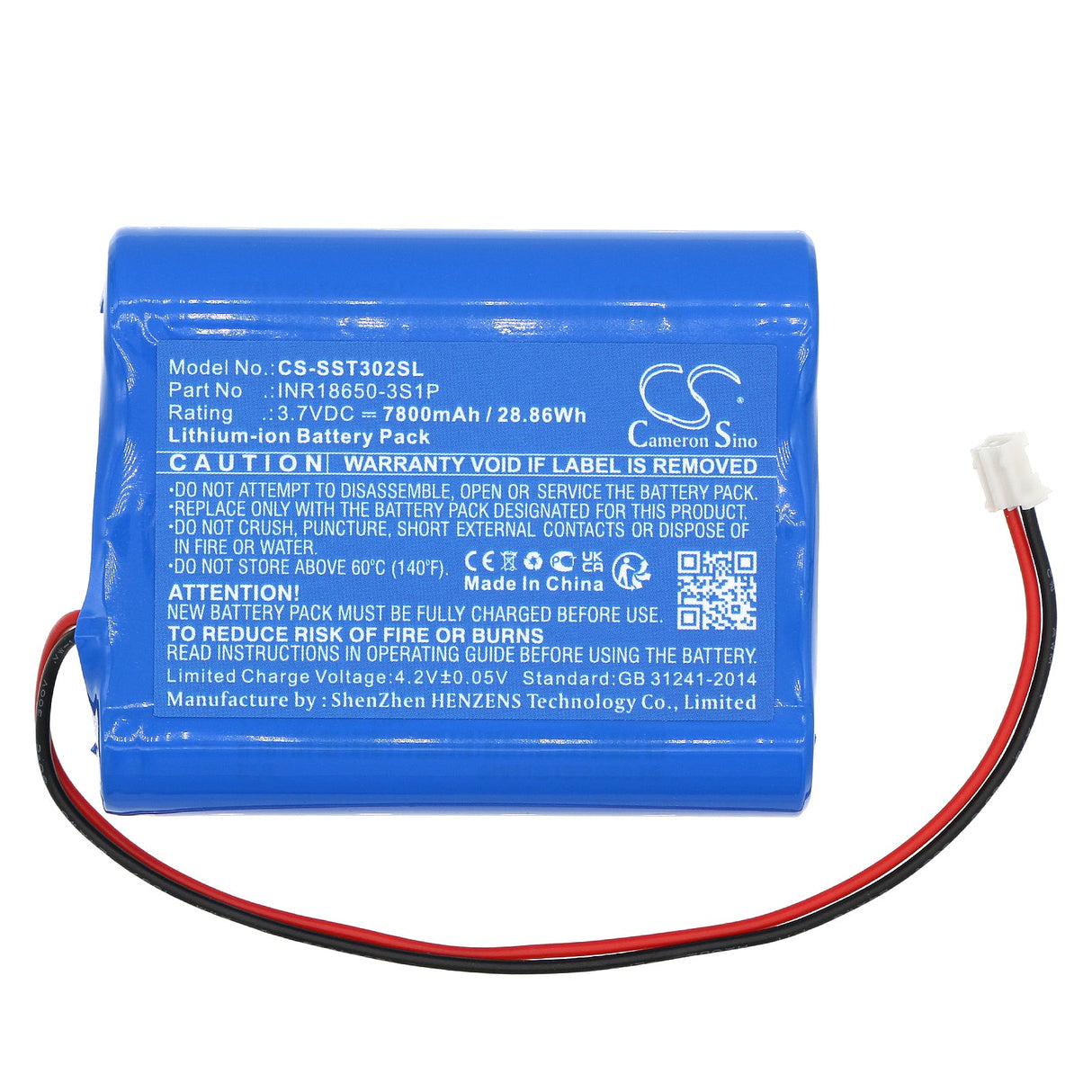3,7V, Li-ion, 7800mAh, Batterie de miroir cosmétique compatible avec Simplehuman, Bt1080, St3024, ST3002, 28,86Wh Miroir cosmétique Cameron Sino Technology Limited