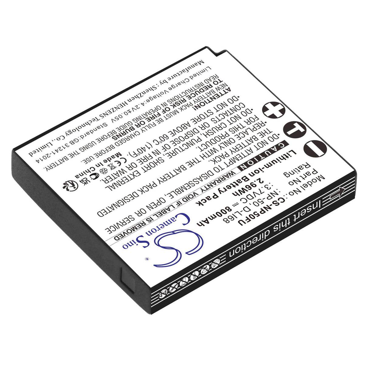 3.7V, Li-ion, 800mAh, Amplifier battery fits Jupio, Ricoh, Jupio, Ricoh, Pentax, Pentax, Fujifilm, Fujifilm, D-li68, Finepix F100fd, Finepix F200exr, 2.96Wh Camera Cameron Sino Technology Limited (Camera)