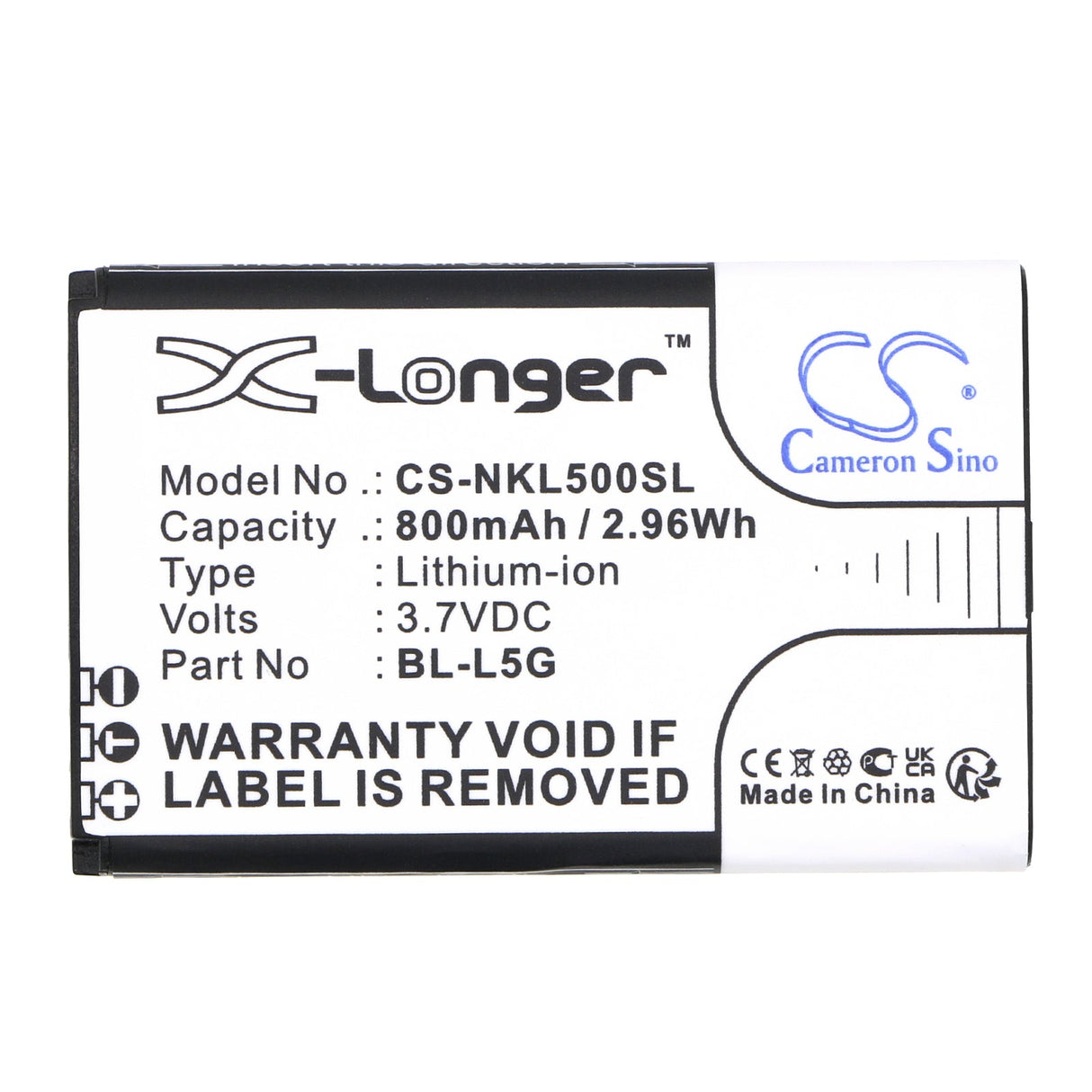 3.7V, Li-ion, 800mAh, SmartPhone battery fits Nokia, Bl-l5g, 105 4g (2021), 2.96Wh Mobile, SmartPhone Cameron Sino Technology Limited (Smartphone)