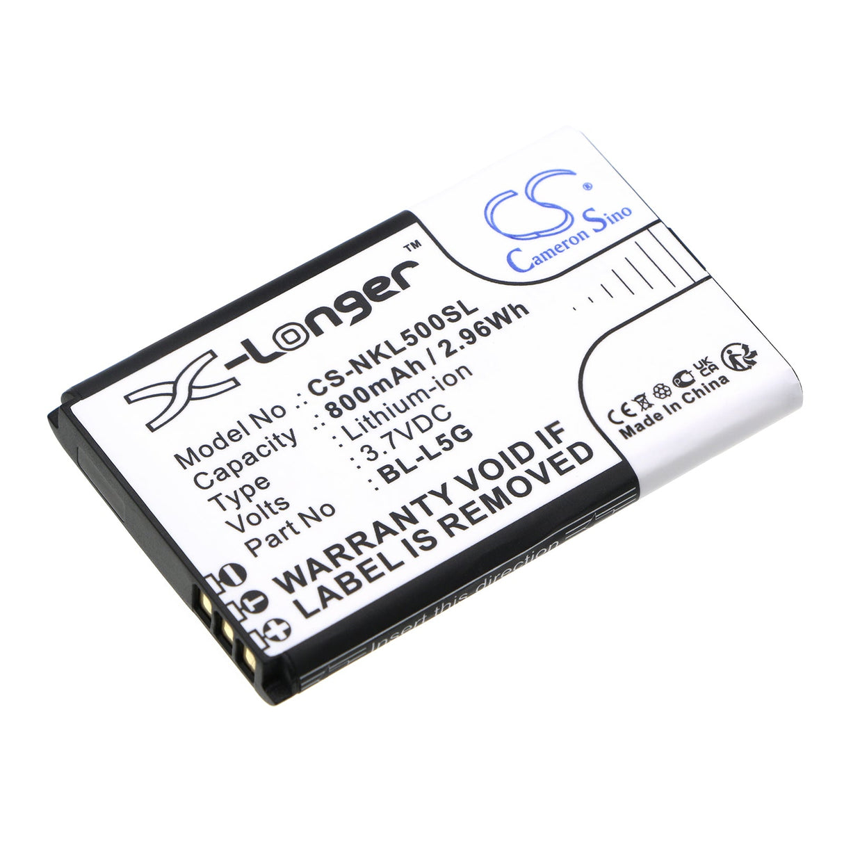3.7V, Li-ion, 800mAh, SmartPhone battery fits Nokia, Bl-l5g, 105 4g (2021), 2.96Wh Mobile, SmartPhone Cameron Sino Technology Limited (Smartphone)