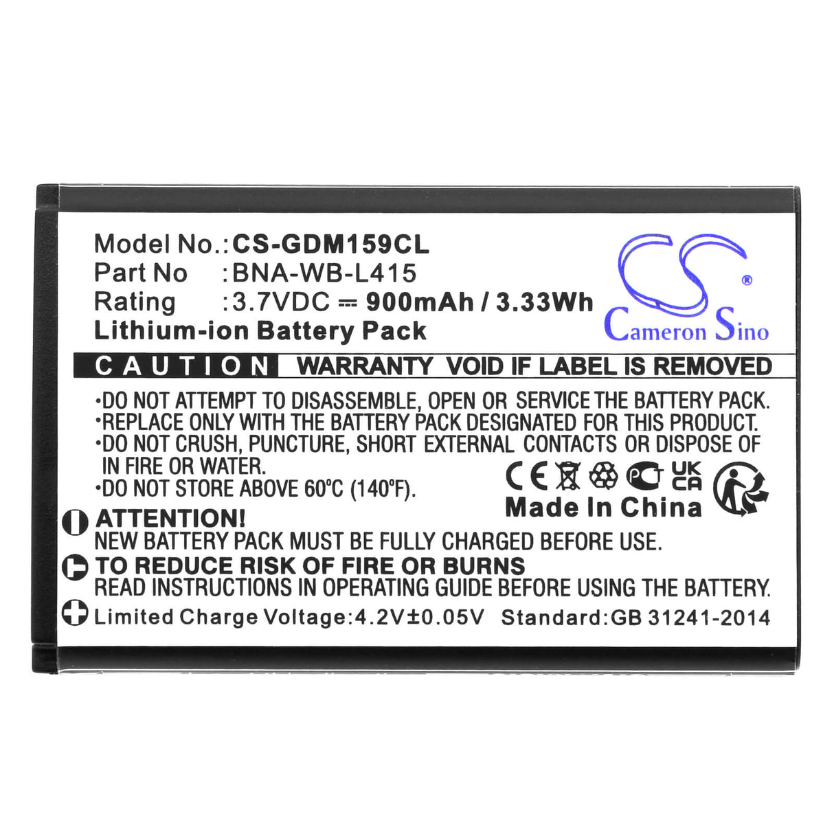3.7V, Li-ion, 900mAh, Cordless Phone battery fits Grandstream, Bna-wb-l415, 1595, 3.33Wh Cordless Phone Cameron Sino Technology Limited (Cordless Phone)