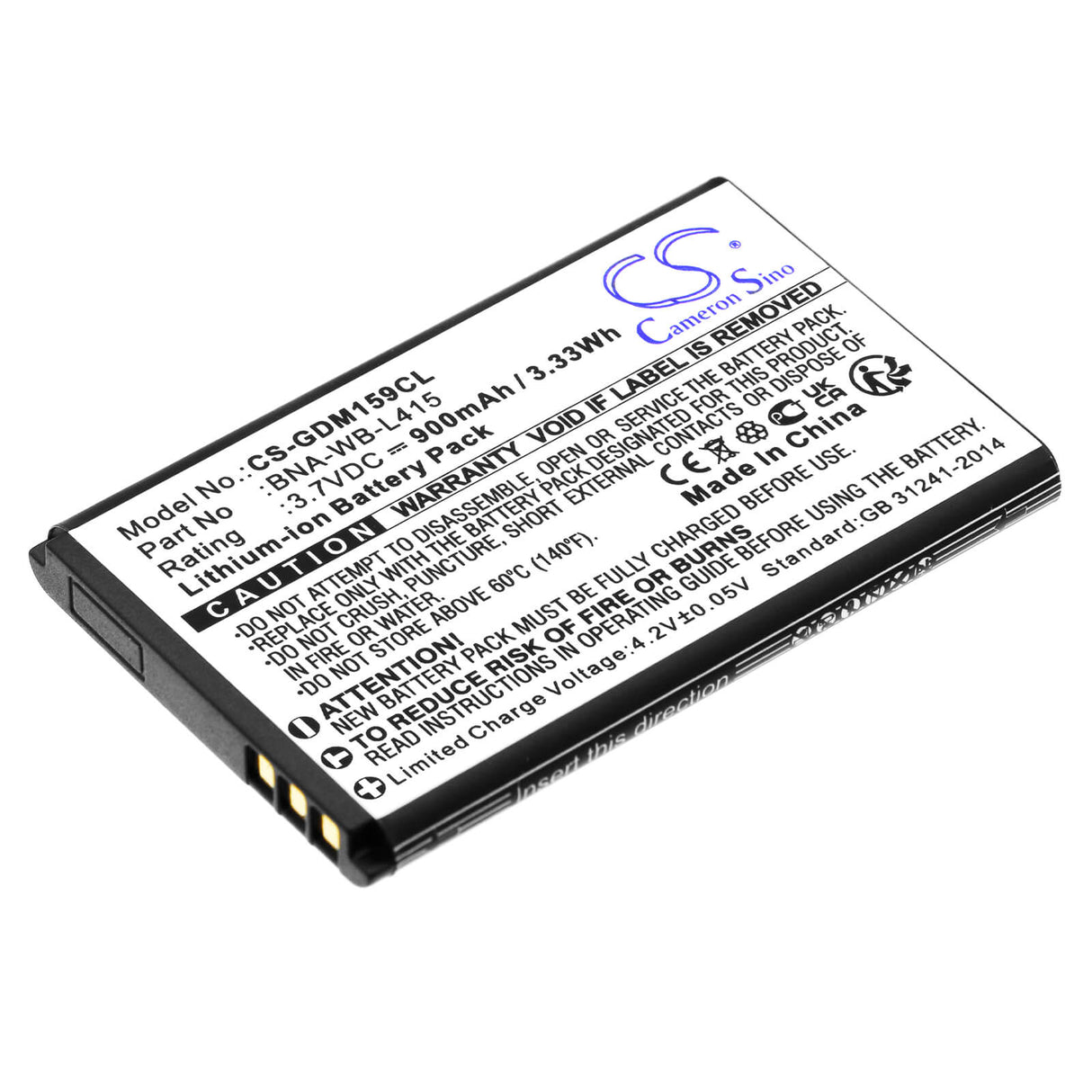 3.7V, Li-ion, 900mAh, Cordless Phone battery fits Grandstream, Bna-wb-l415, 1595, 3.33Wh Cordless Phone Cameron Sino Technology Limited (Cordless Phone)