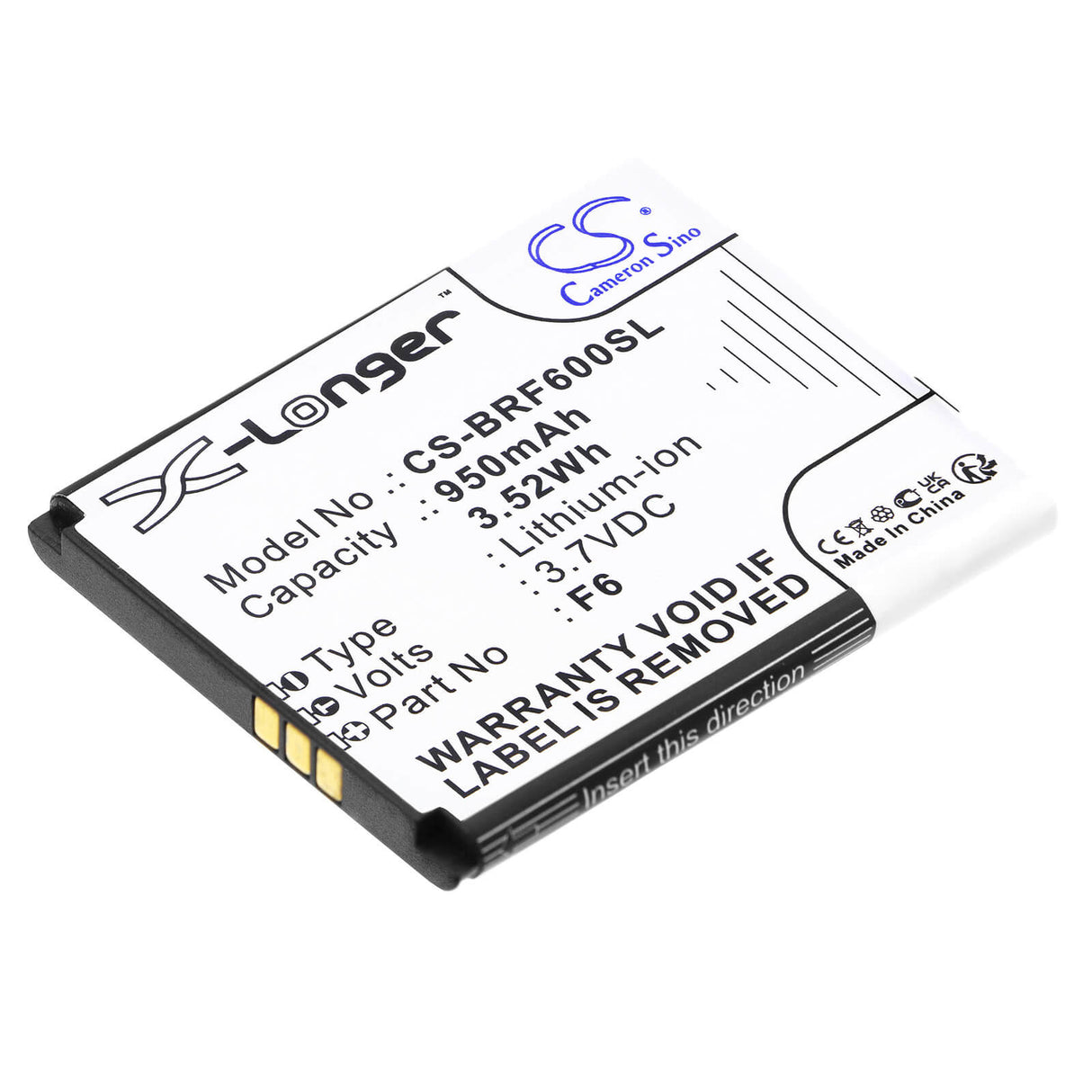 3,7V, Li-ion, 950mAh, batterie pour smartphone compatible avec Brondi, F6, Amico Mio + C, Amico Mio+, 3,52Wh Mobile, SmartPhone Cameron Sino Technology Limited (Smartphone)