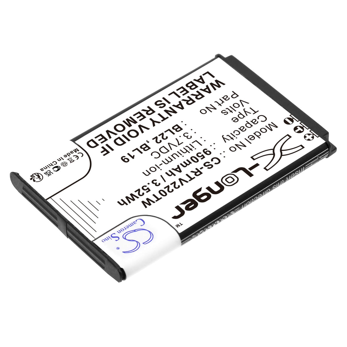 3.7V, Li-ion, 950mAh, Two-Way Radio battery fits Retevis, Bl19, Dt22, Rt15, 3.52Wh Two-Way Radio Cameron Sino Technology Limited